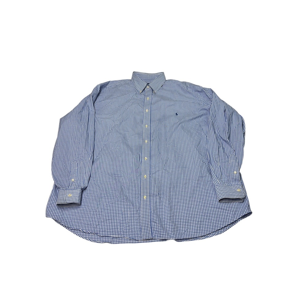 Ralph Lauren Performance Blue Gingham Button Down Shirt Mens 3XLT Big and Tall